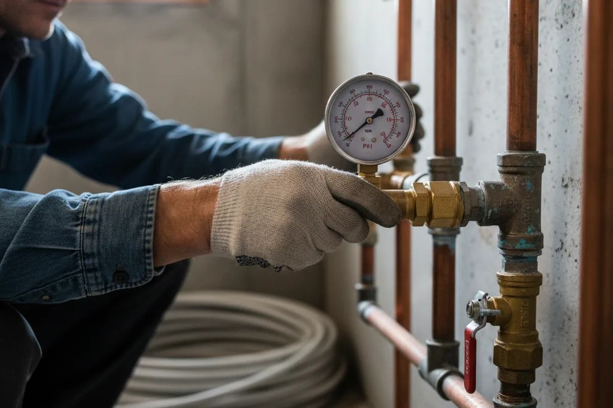Pressure testing a repaired line during Water Line Repair in Henning